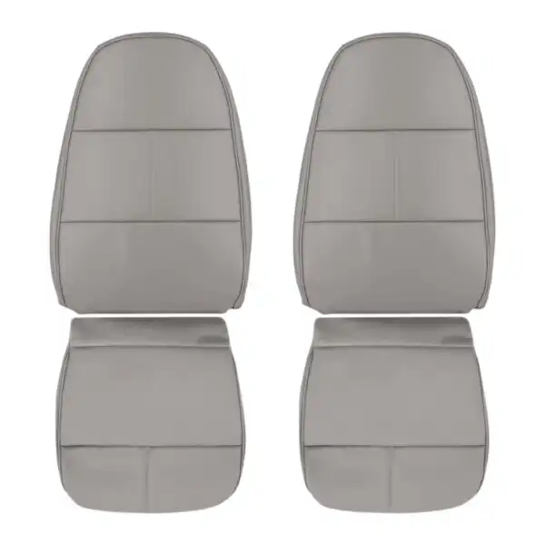 Ford E150 E250 E350 E450 E550 1992-1999 Funda de asiento de repuesto de cuero sintético gris para el conductor y el pasajero, parte superior e inferior, estilo OEM Ford E-150 Econoline Van 1992-1999 | Funda de asiento de recambio OEM