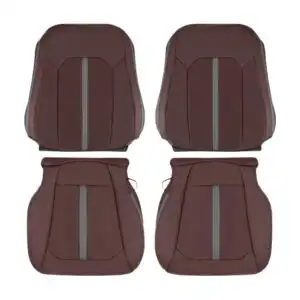 Ford F 150 Platinum cuir véritable perforé 2015 2020 marsala foncé avant conducteur et passager haut et bas housse de siège de remplacement OEM2
