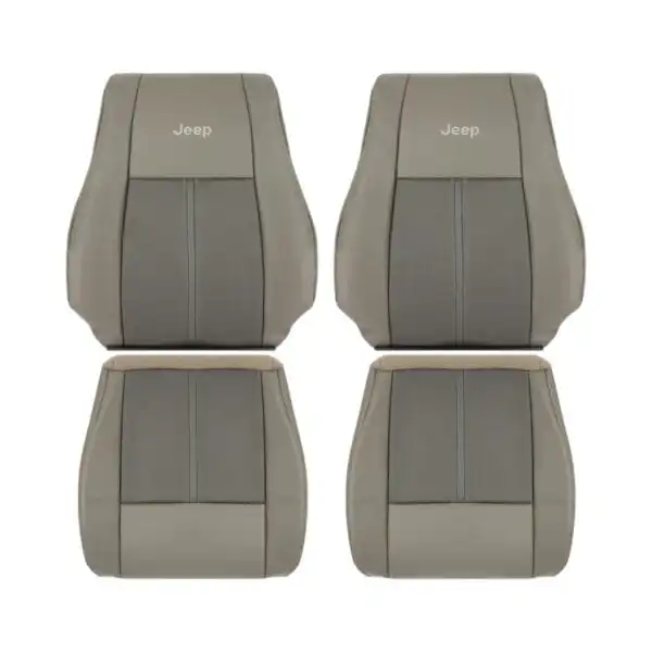 jeep-grand-cherokee-cuir-perforé-2006-2007-2-tone-light-graystone-dark-khaki-front-driver-and-passenger-top-and-bottom-oem-replacement-seat-cover Jeep Grand Cherokee 2006-2007 - Housse de siège de remplacement OEM