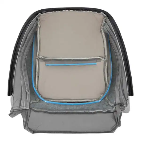 Mercedes-Benz SLK, cuero genuino, 2012-2016, color ceniza, parte inferior delantera del conductor o del acompañante, vista interior, funda de asiento de repuesto OEM. Mercedes-Benz Clase SLK 2012-2016 | Funda de asiento de recambio OEM