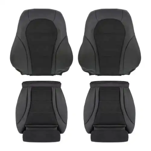 Mercedes-Benz GLC tapizado en cuero sintético con Dinamica 2014-2021 negro para conductor y acompañante, parte superior e inferior, funda de asiento de repuesto OEM Mercedes-Benz Clase GLC 2014-2021 | Funda de asiento de repuesto OEM