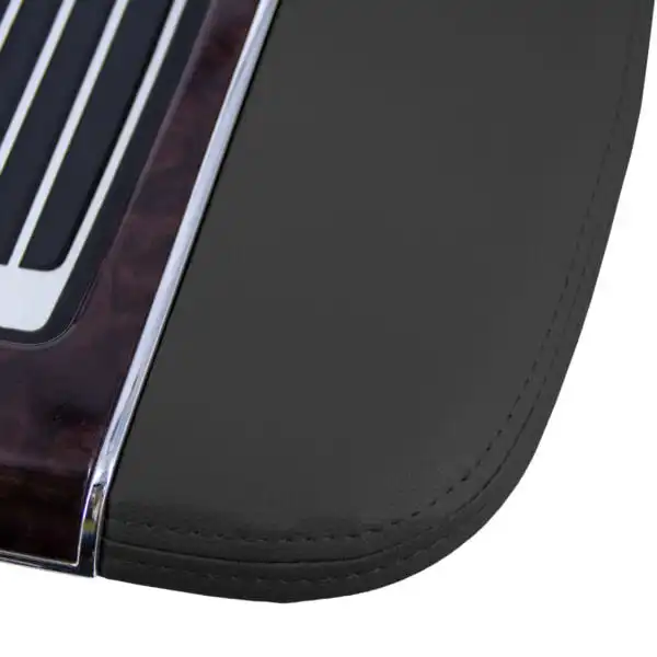 cadillac-escalade-cuir-2012-2014-ebony black-front-center-console-oem-replacement-seat-cover-close-view Cadillac Escalade 2012-2014 - Couvercle de console centrale de remplacement OEM